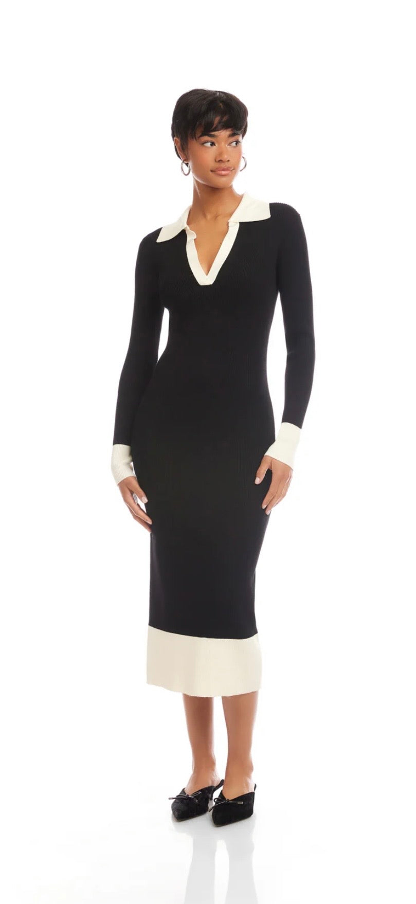 Fifteen Twenty Women's Belle Ribbed Polo Dress - Black