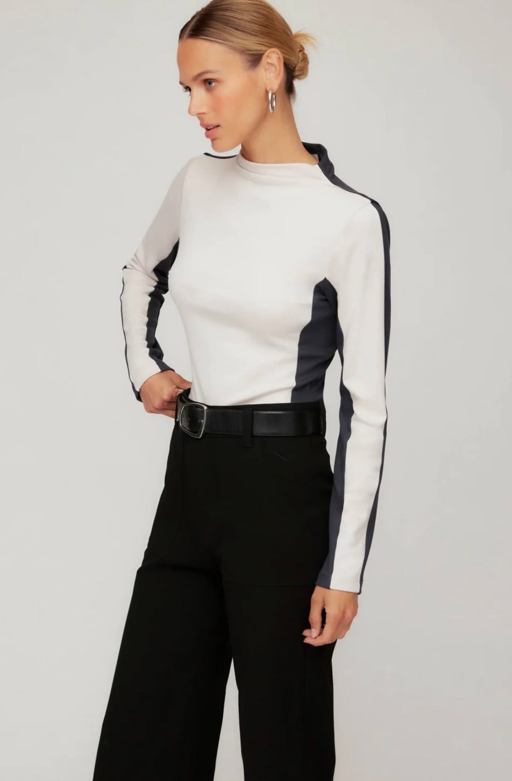 Colorblock Mockneck Top