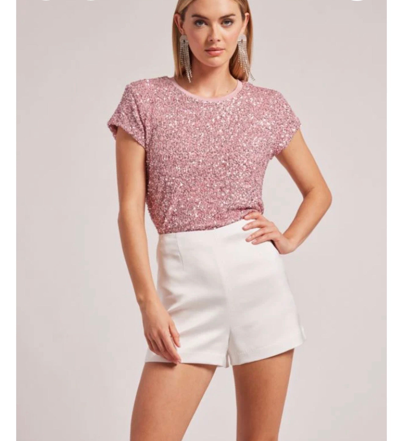 Kai Sequin Top- Light Pink