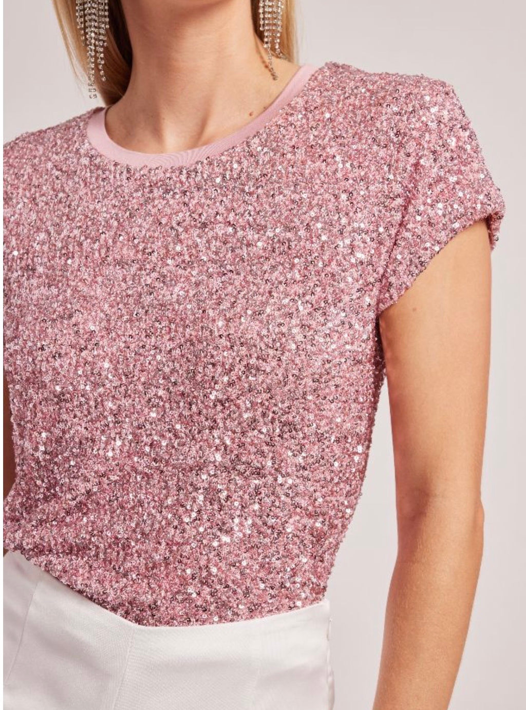 Kai Sequin Top- Light Pink