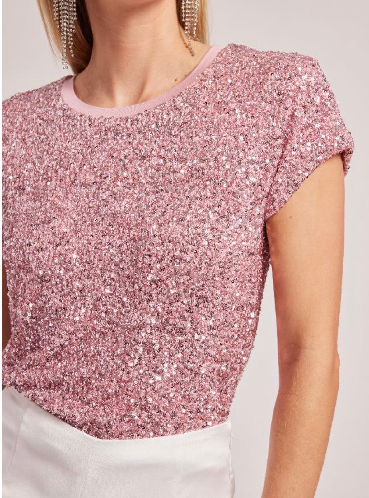 Kai Sequin Top- Light Pink