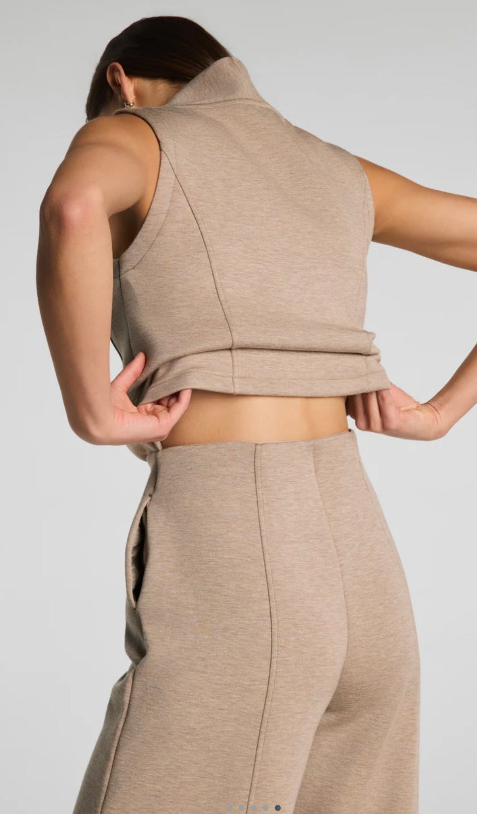 Shawl Collar Half Zip Jumpsuit- Dune Heather