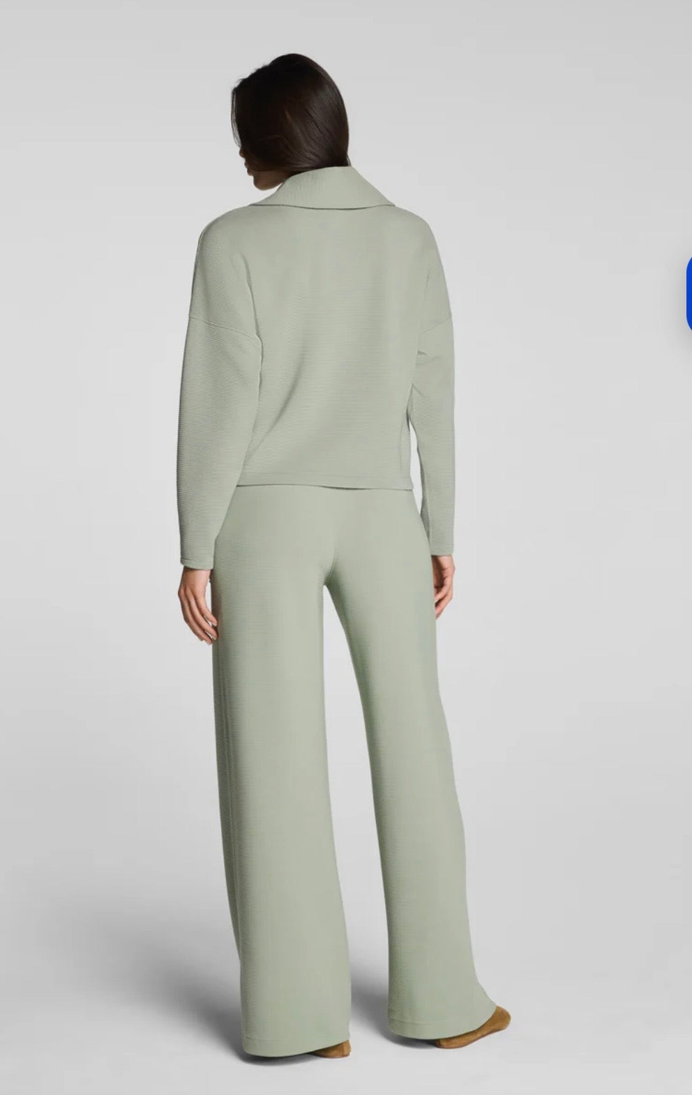 French Rib Wide Leg Pant- Sage Brush