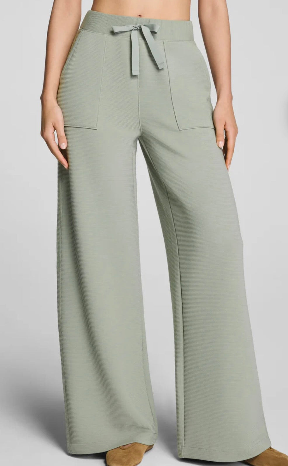 French Rib Wide Leg Pant- Sage Brush