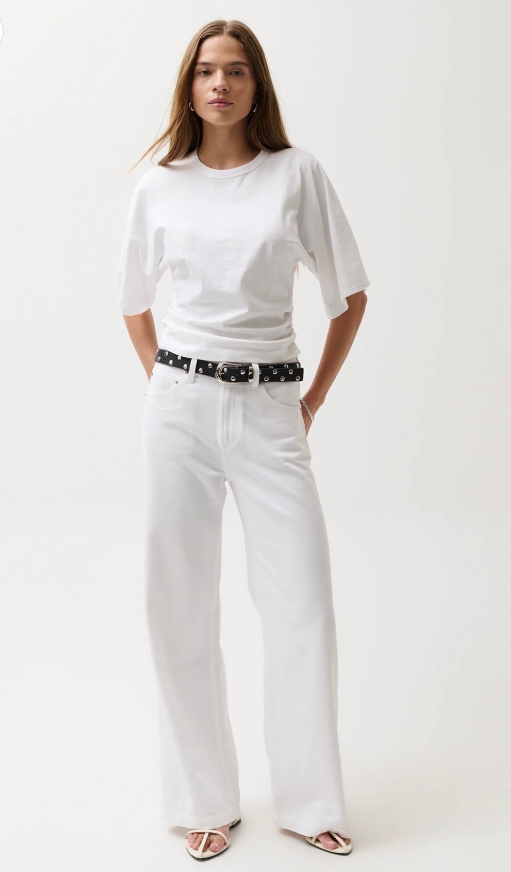 Jadyn Low Slung Palozzo Jean- White