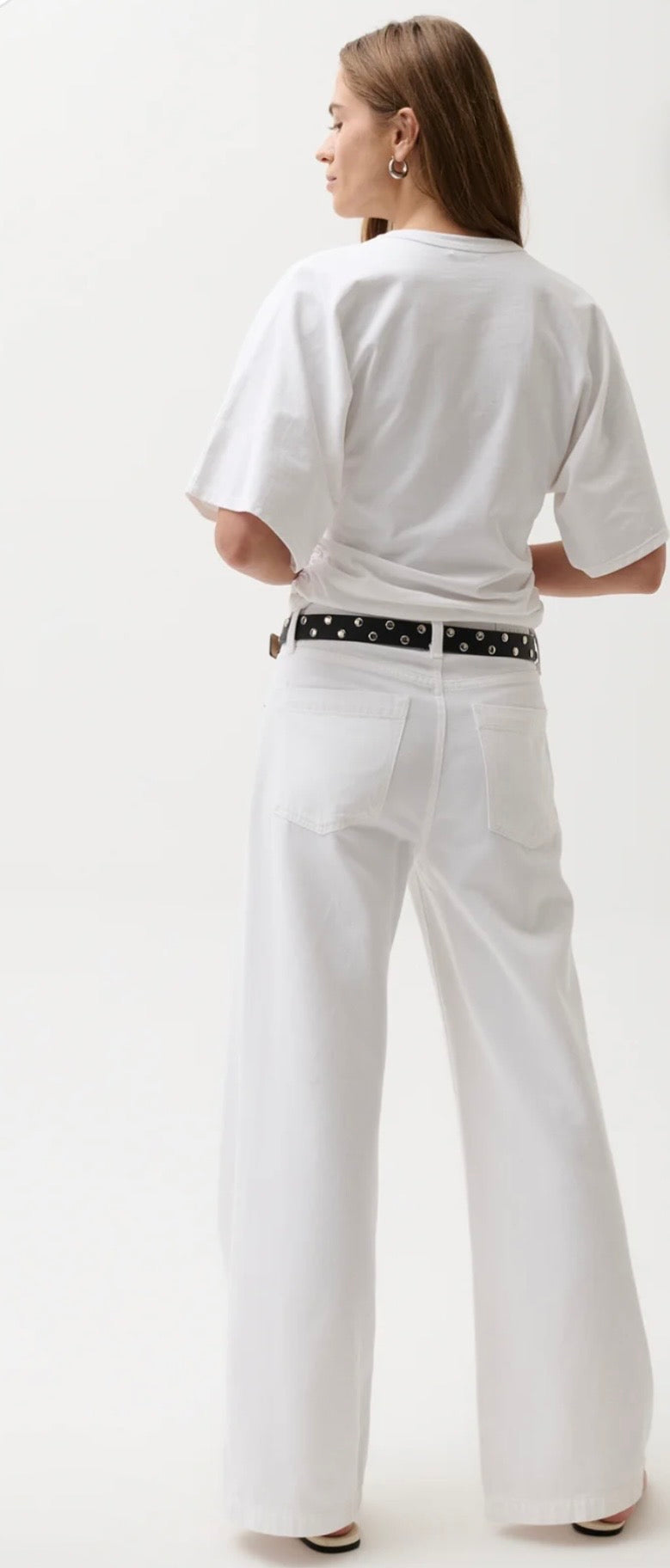Jadyn Low Slung Palozzo Jean- White