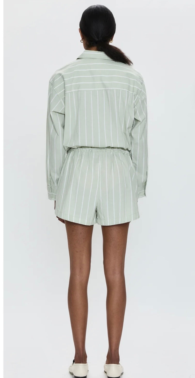 Amelie Romper- Pistachio Stripe