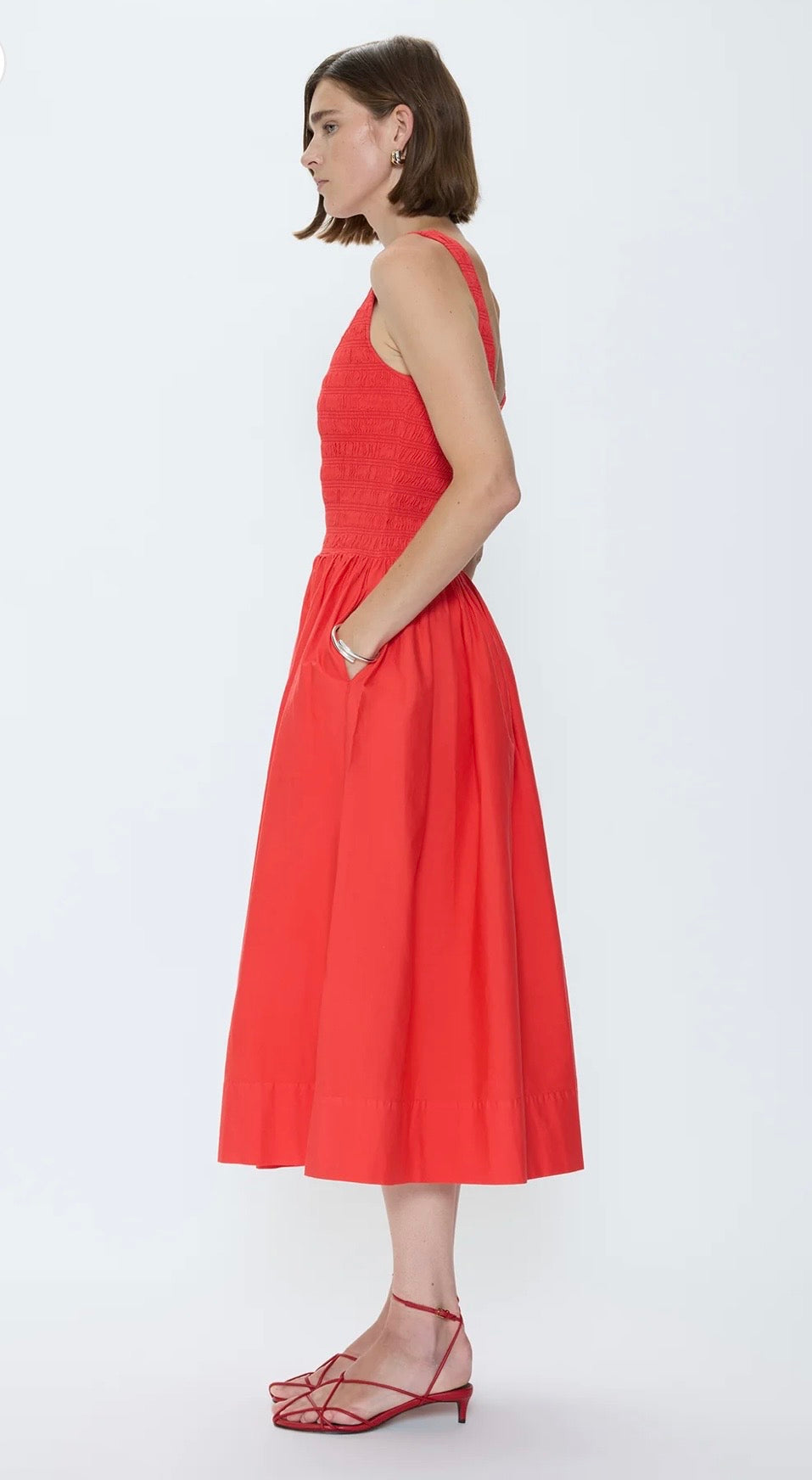 Alessia Smocked Drop Waist Dress- Maraschino